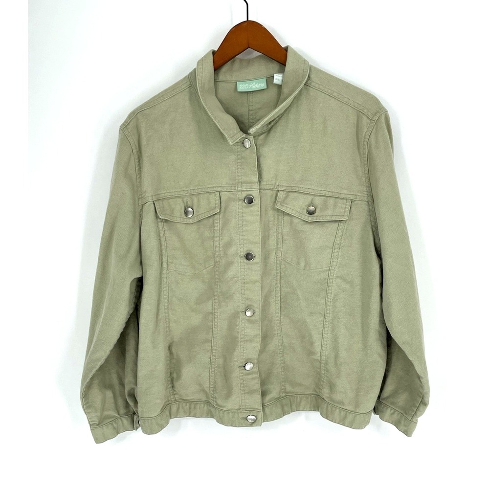 VTG 220 Hickory Women's XLarge Linen Button Up Lightweight Jacket in Light Olive